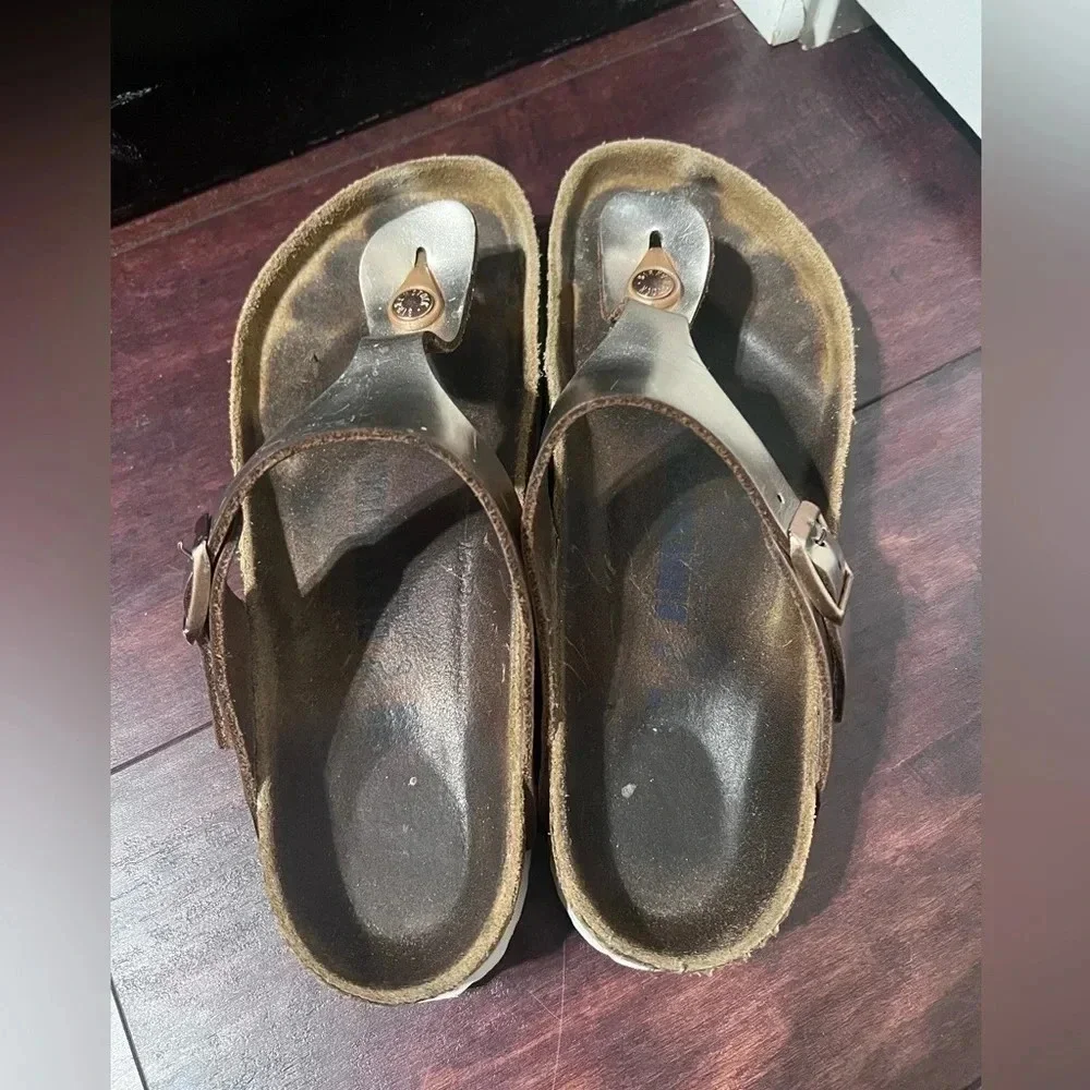 BIRKENSTOCK Gizeh ROSE GOLD Sandals Women’s 39 Soft Footbed Hippie CottageCore